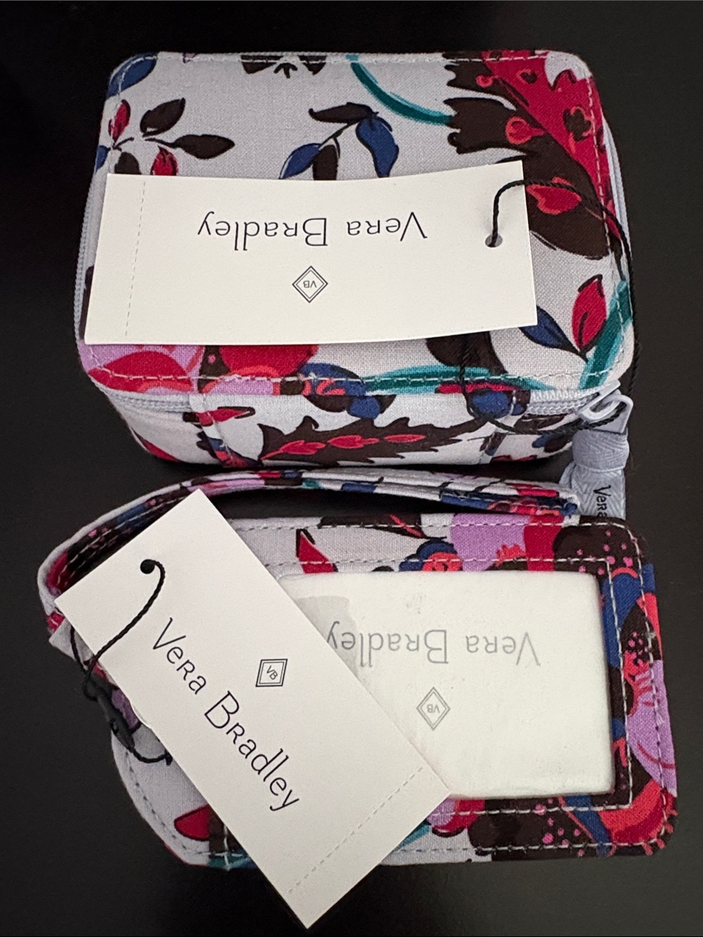 Vera Bradley Vineyard Travel Floral Zip Jewelry Pouch Pill Case luggage tag NEW